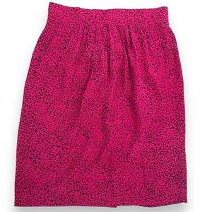 Vintage SK & Company Pink Fuchsia Silk Pencil Skirt With Pockets Size 6 Petite